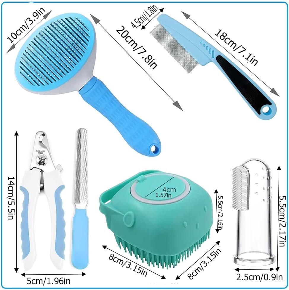 7-in-1 Pet Grooming Kit – Self-Cleaning Brush & Nail Clipper Set